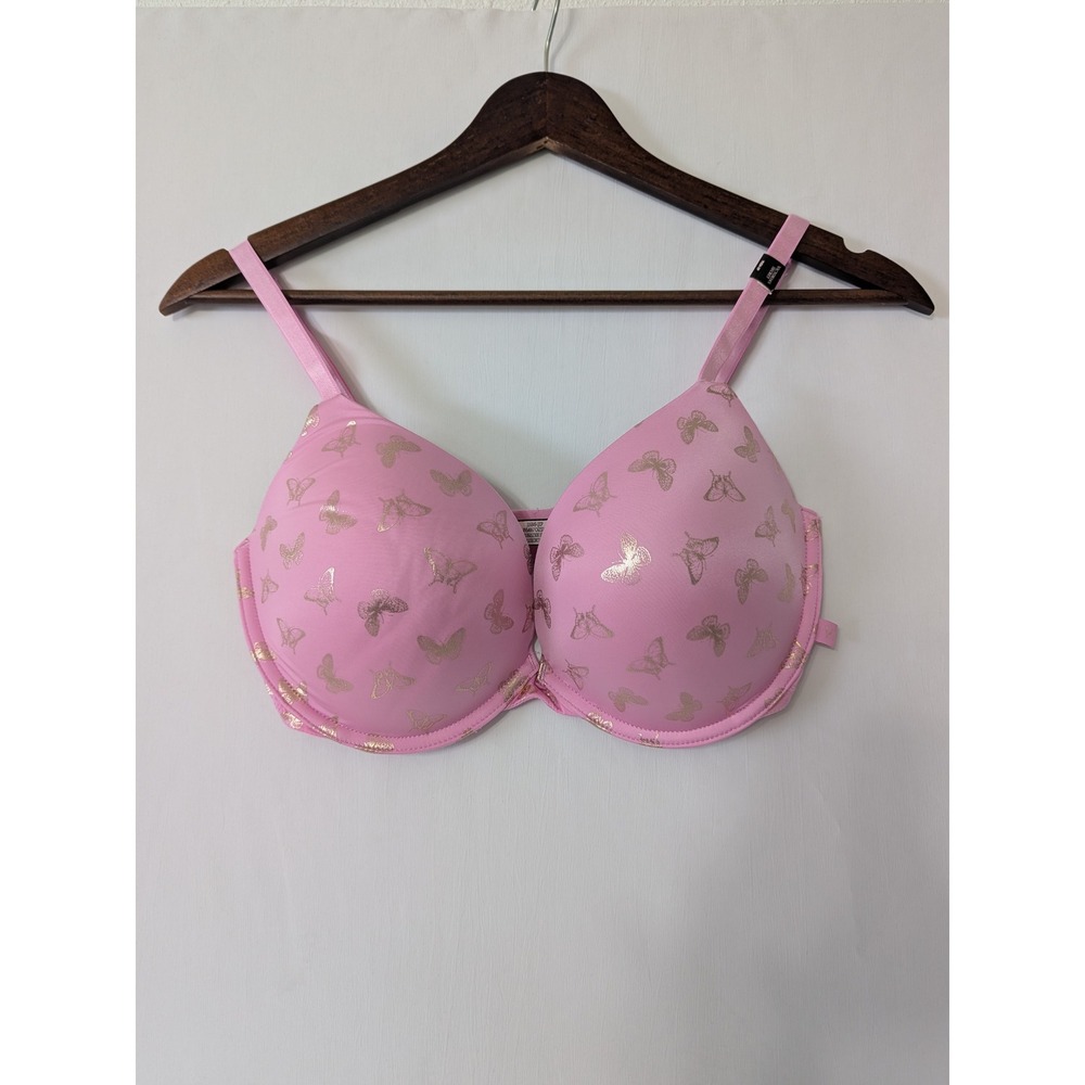 Victoria's Secret Pink Gold Butterfly Foil T-Shirt Bra 34DD‎ Underwire NWT